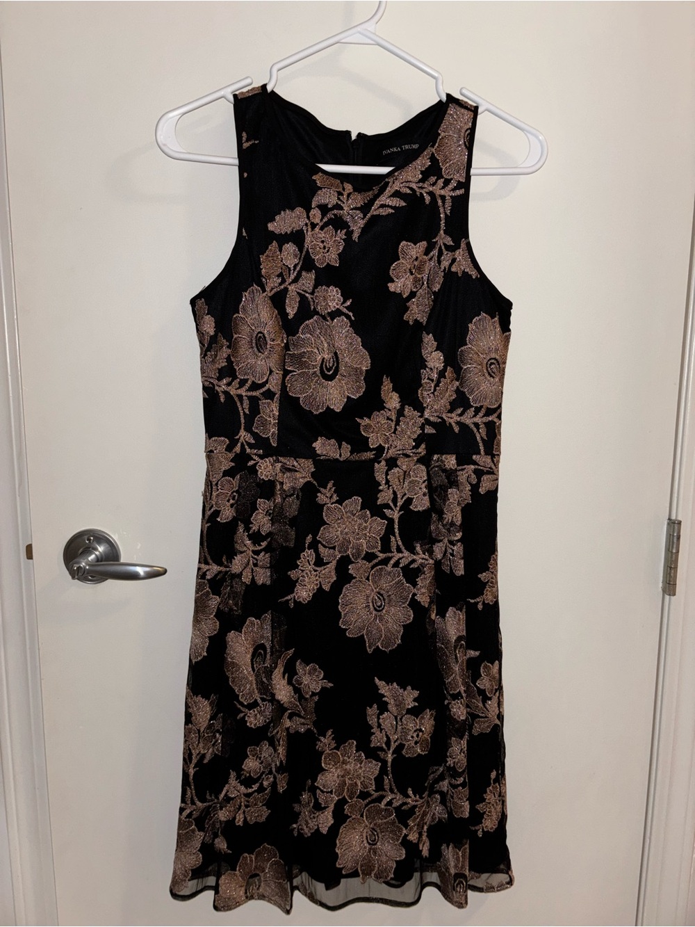 Ivanka Trump Black Dress with Champagne Floral Lace